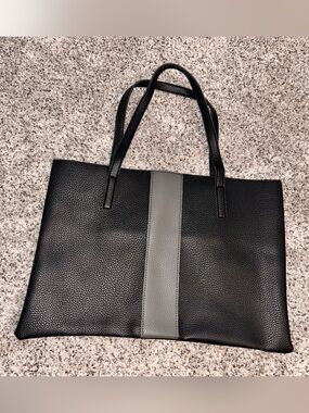 Vince Camuto Black Pebbled Leather Shoulder Tote